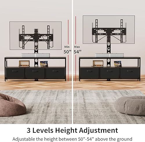Miniatura 9 de JUSTOGO Soporte de TV con soporte y toma de corriente, soporte de TV con almacenamiento para sala de estar, centro de entretenimiento con luces LED