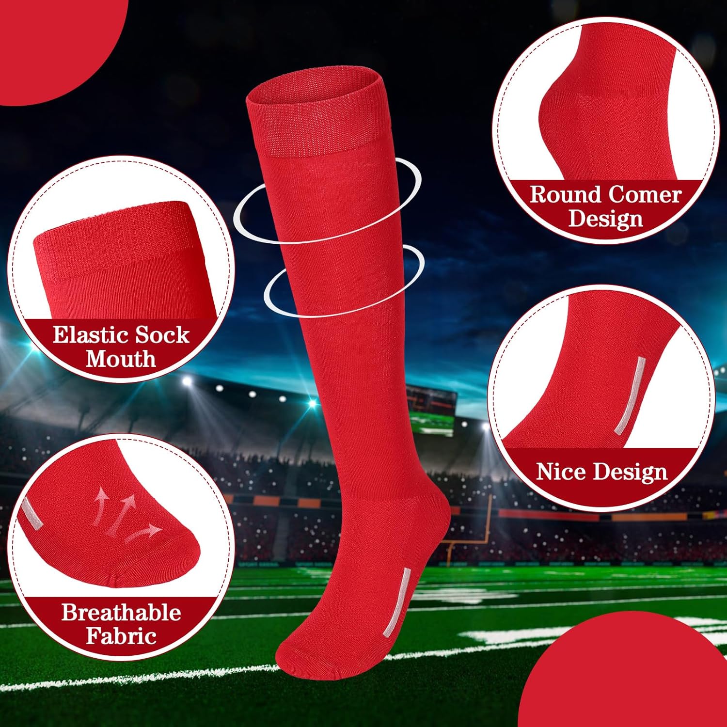 Haysandy 24 Pairs Soccer Socks Youth Football Softball Baseball Team Sock Bulk Unisex High Long Tube Sport Sock - Image 5