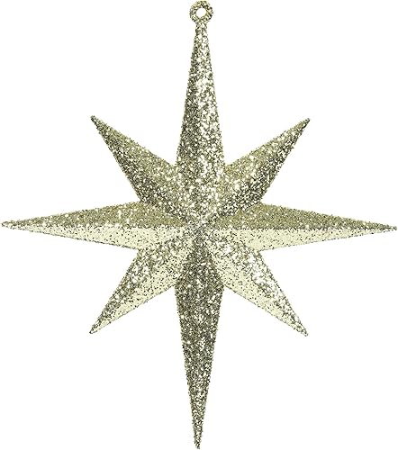 Vista 20 de Vickerman Adorno de Navidad de estrella de Belén con purpurina iridiscente de oro rosa de 8 pulgadas, 4 por caja