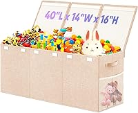 Vista 11 de Caja grande de almacenamiento de juguetes con divisor de tapa, organizador de juguetes plegable resistente para niños, cajas de almacenamiento