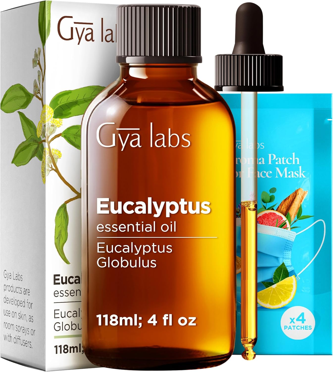 Spearmint Essential Oil for Diffuser & Eucalyptus Essential Oil for Diffuser Set - Aromatherapy Grade Essential Oils Set - 2x4 fl oz - Gya Labs