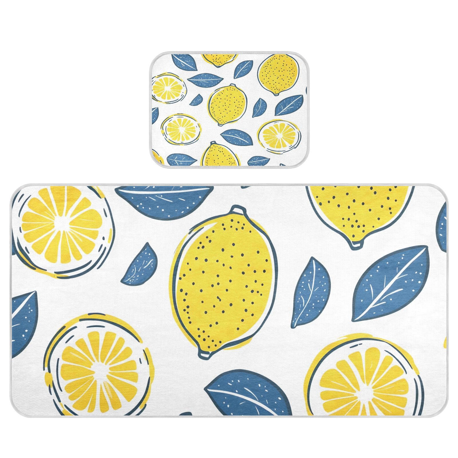 Bolaz Summer Sleeping Bed Pad, Beautiful Lemon Pattern Cooling Mattress Set Breathable Bed Mat Ice Silk Mat + Pillow Cover for Toddler Boys Girls