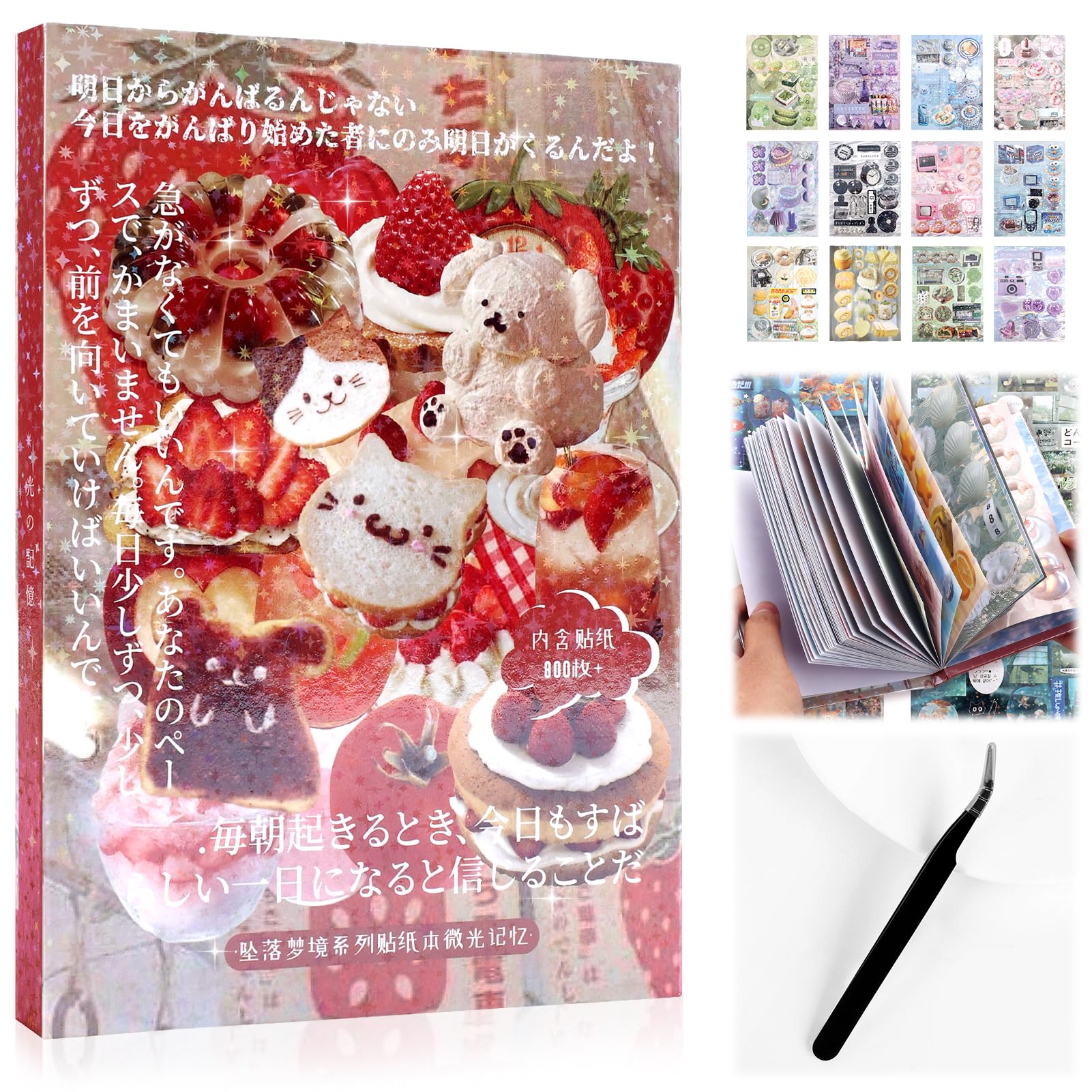 800Pcs Japanese Sticker Book for Journaling Adult, Cute Scrapbook Stickers