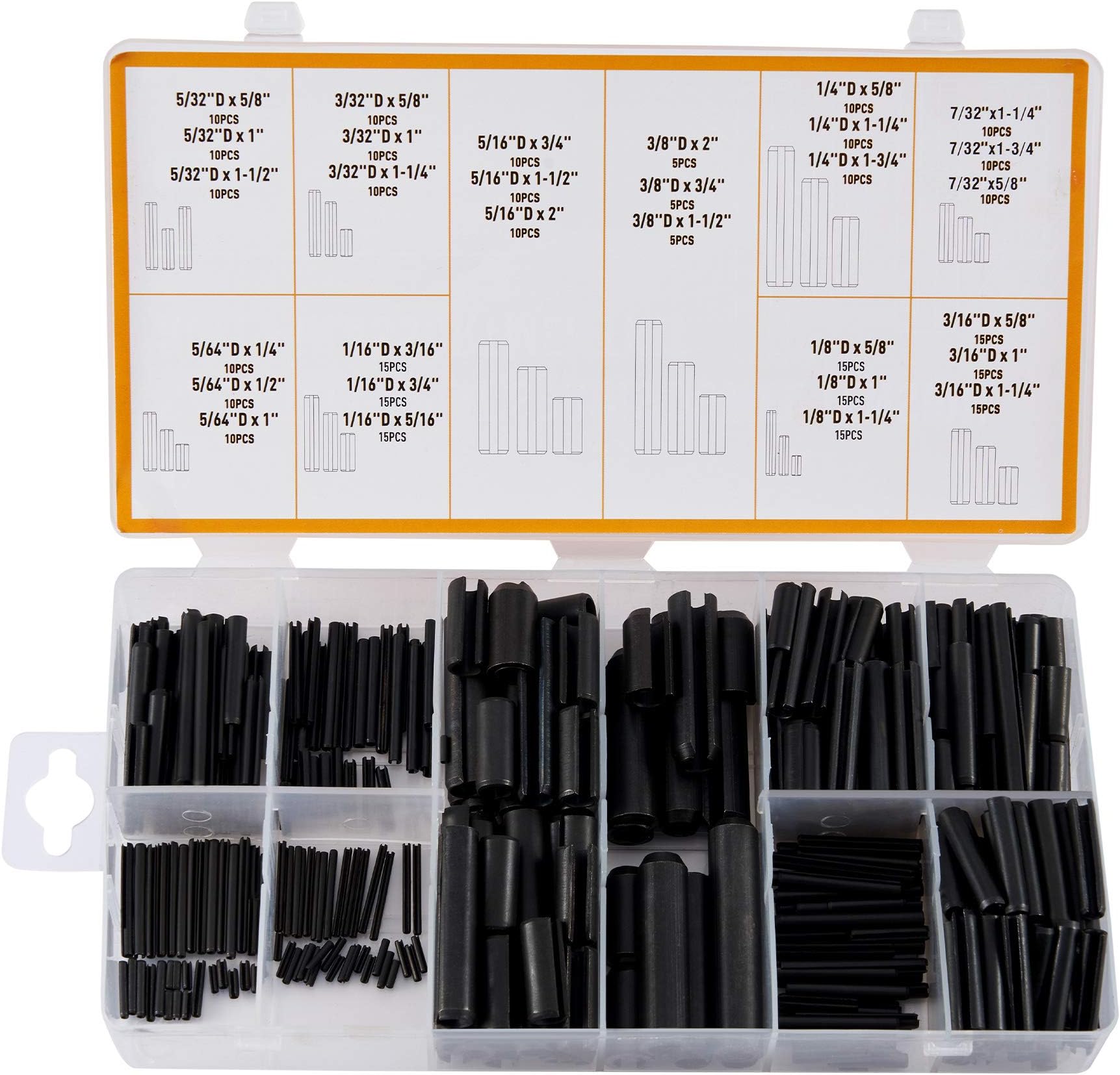 ZELCAN 330pc SAE Roll Pin Set, Split Expansion Pin Assortment Kit for Home Improvement Automotive Repair & More, 5/32 3/32 5/16 3/8 1/4 7/32 5/64 1/16 1/8 3/16 Inch Slotted Spring Pins