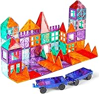 CHIZEKOO Magnetic Tiles 100pcs Building Blocks with 2 Cars - STEM Educational Toys for Preschool Kids 3+