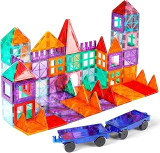 CHIZEKOO Magnetic Tiles 100pcs Building Blocks with 2 Cars - STEM Educational Toys for Preschool Kids 3+