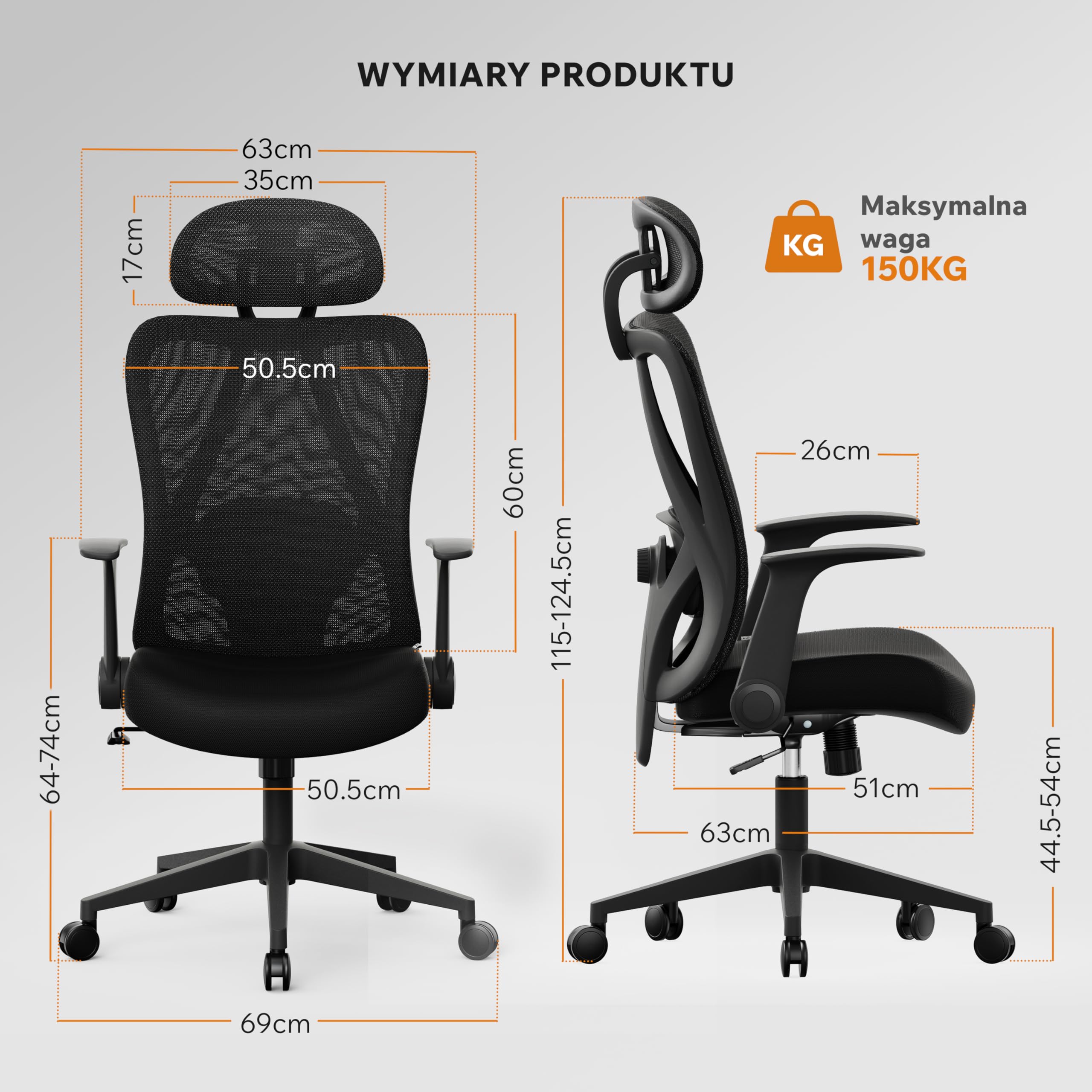 SENSE7 Fotel Biurowy Gamingowy Ergonomiczny Krzesło Obrotowe Biurowe Regulowany dla Home Office Graczy do 150kg Oddychająca Tkanina Regulowany Zagłówek z Podparciem Podłokietnikami 2D – Noxo Czarny
