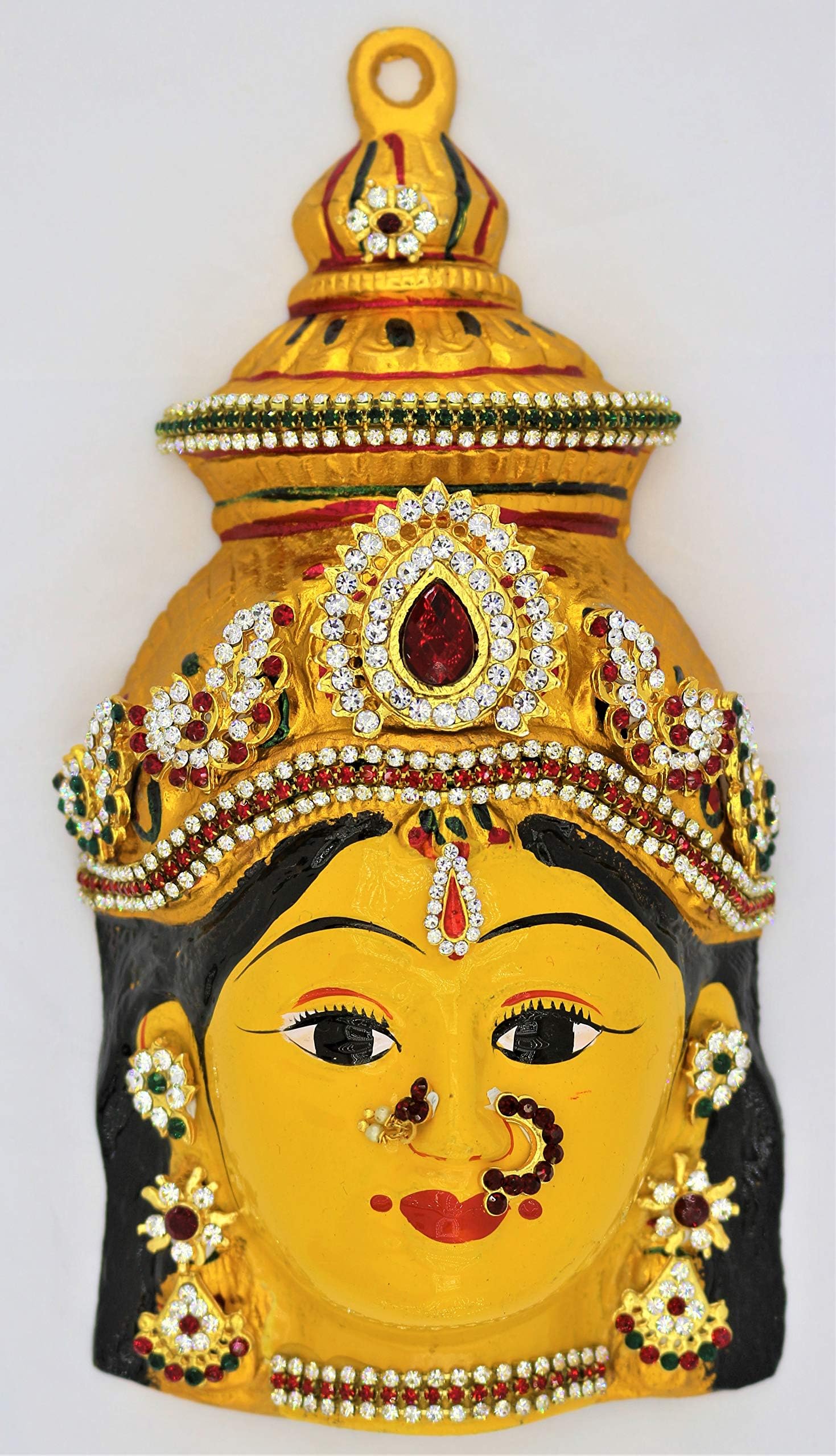 Varalakshmi Metal Amman face Devi Idol Set 7 Inch Yellow, 1 Piece