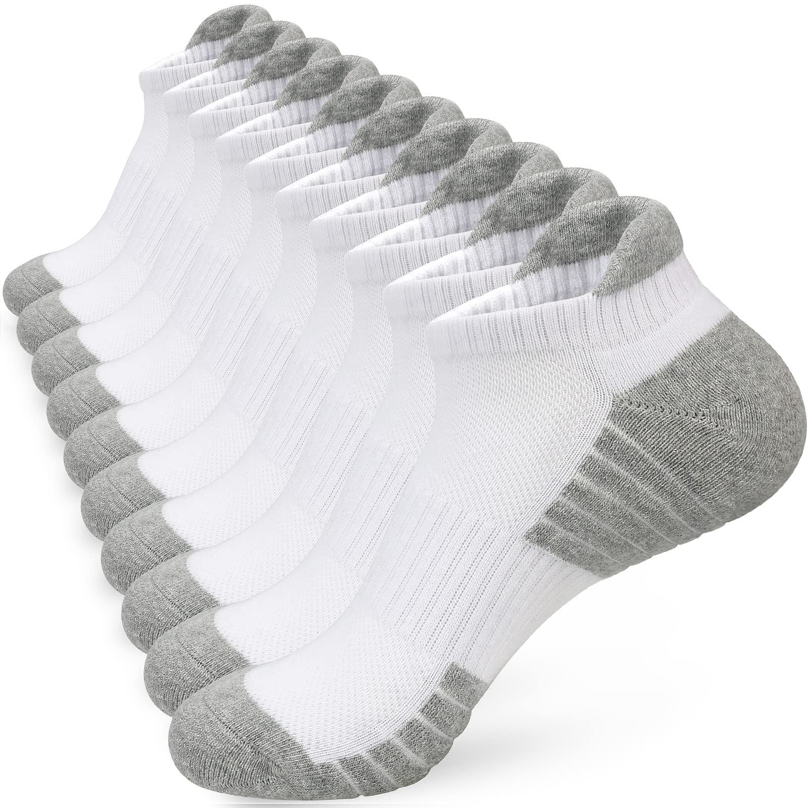 ouhos 5 Pairs Womens Anti Blister Running Trainer Socks, Thick Cushioned Cotton Ankle Socks for Sports, Walking, Work, Size 4-7