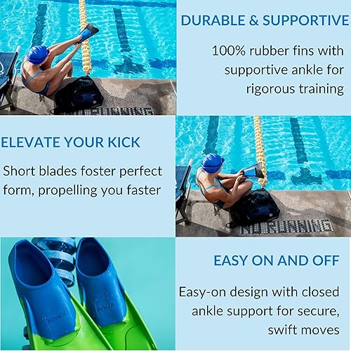 Miniatura 7 de Conjunto de entrenamiento de natación, palas de mano y aletas de natación de hoja corta para mejorar el accidente cerebrovascular, fortalecimiento y