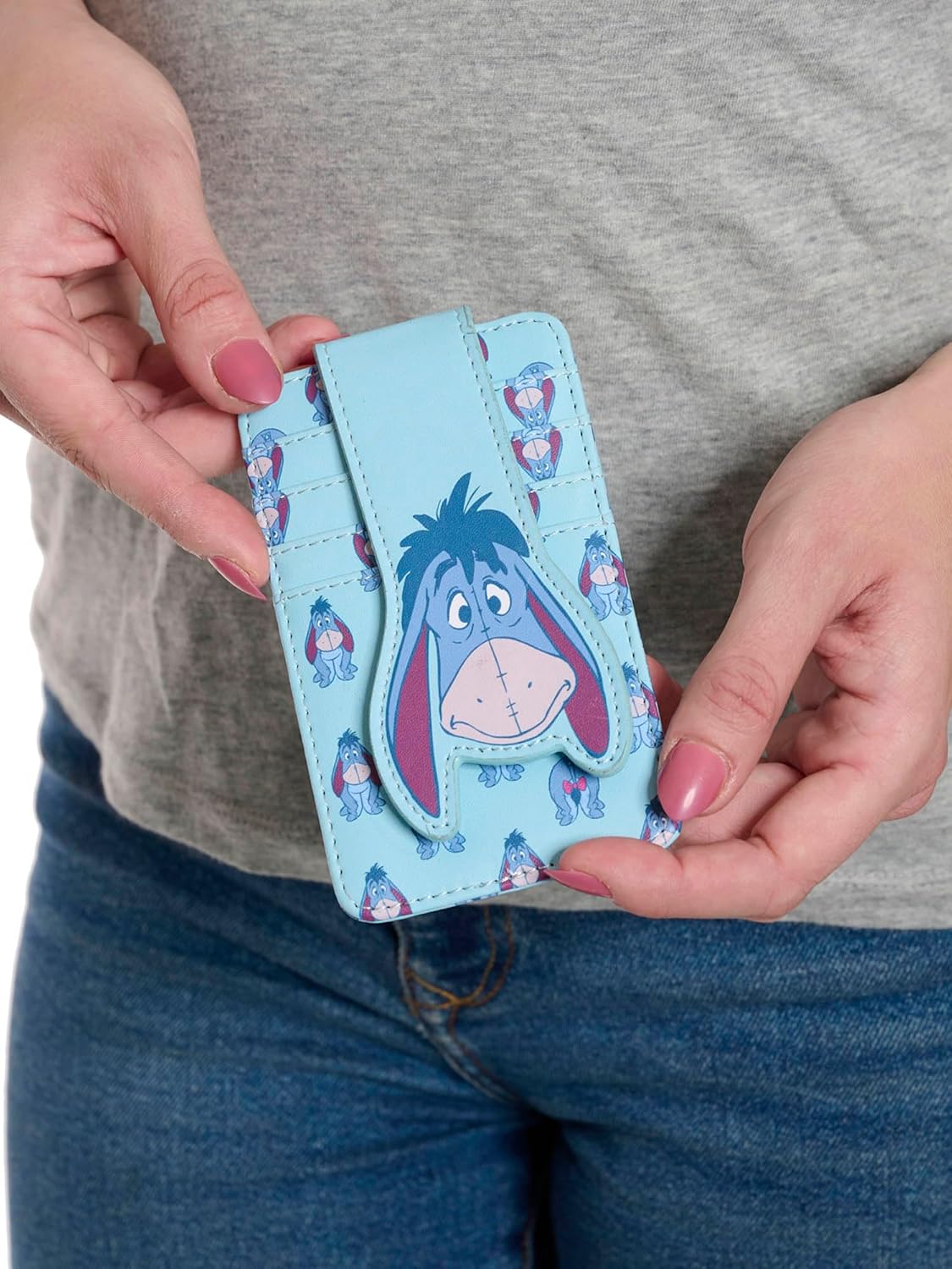Disney Card Holder Wallet Slim Compact (Eeyore Light Blue) - Image 6