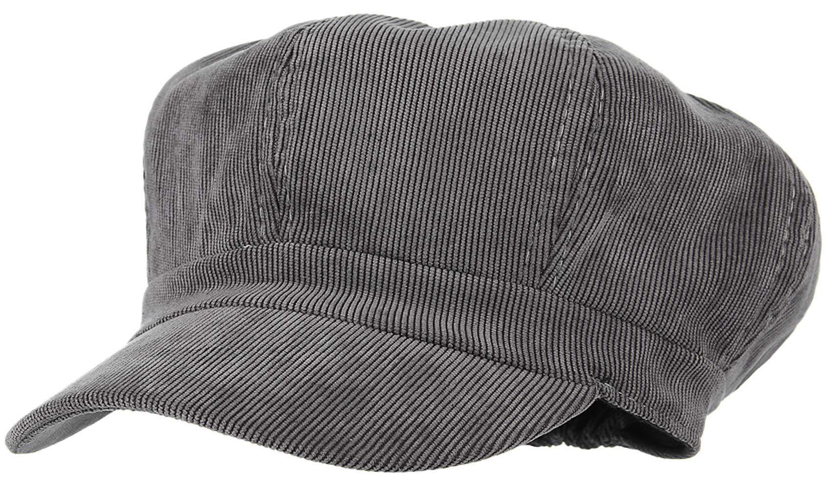 Gemvie Women's Grey Color Corduroy 8 Panel Newsboy Baker Boy Cap Peaked Beret Hat Cabbie Painter Hat