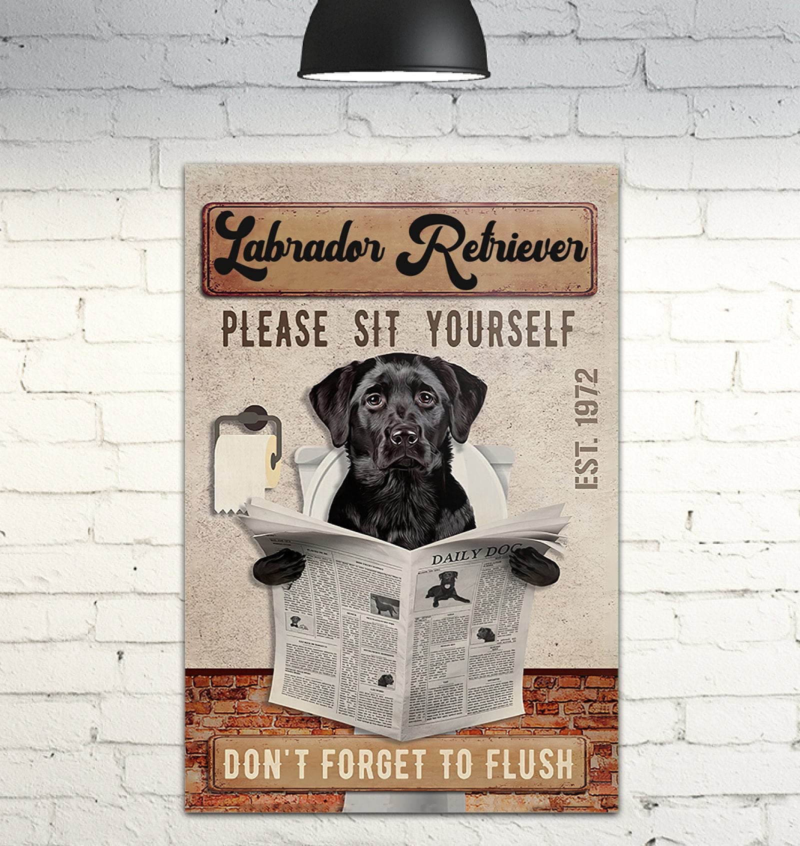 Bioprocess Black Labrador Retriever Don't Forget To Flush Poster Farmhouse Decor Birthday Wedding House Metal Sign 8X12 Inches
