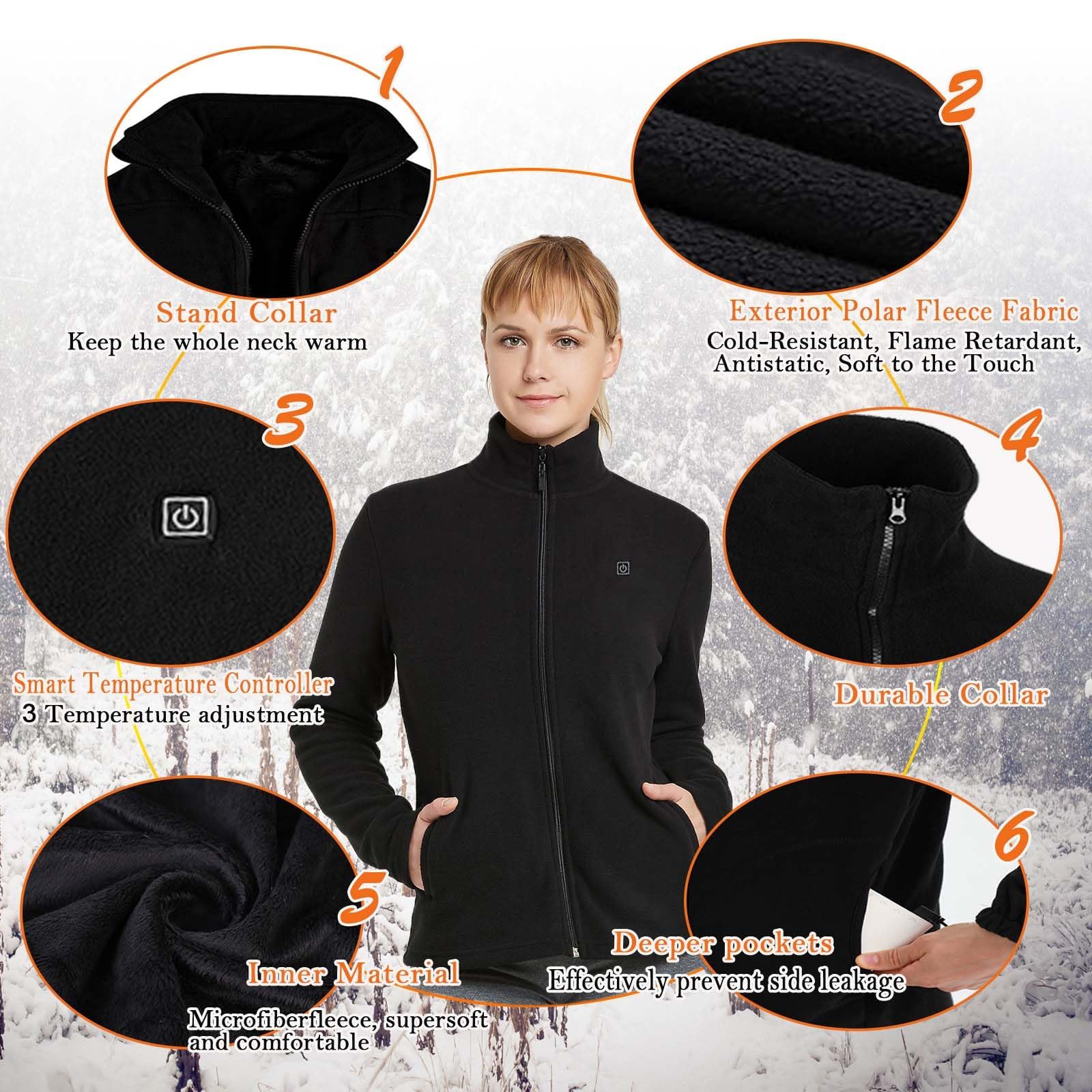 TOUVE Chaqueta Térmico Eléctrico para Hombre y Mujer, Chaleco Calefactable Eléctrica USB con 3 Niveles de Temperatura con 5 Hojas de Calefacción Chaleco Calefactable para Hombre Mujer (Sin bateria)