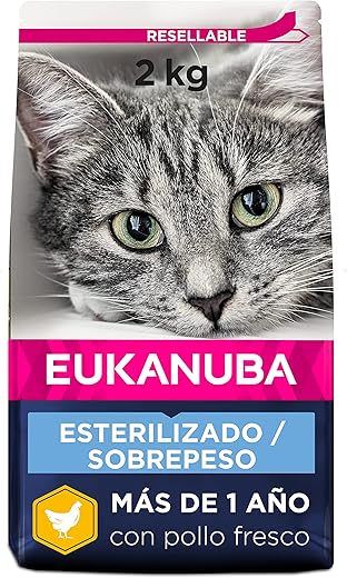 Eukanuba – Pienso para gatos adultos y sénior minis pequeños esterilizados Eukanuba pollo y pavo 2 kg.