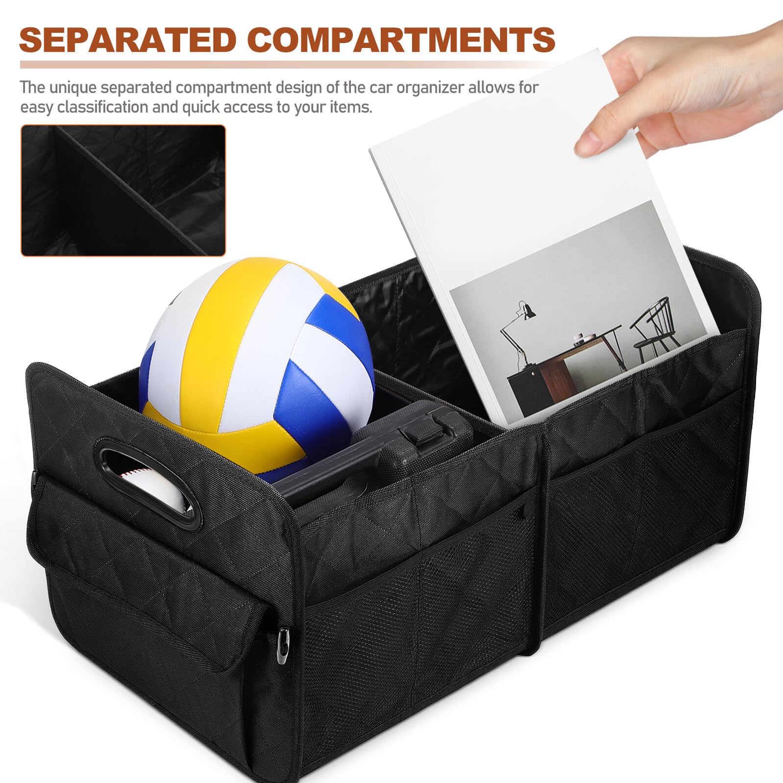 SOIMISS Auto Kofferraum Organizer Kasten Schwarz, Oxford Stoff, Faltbar