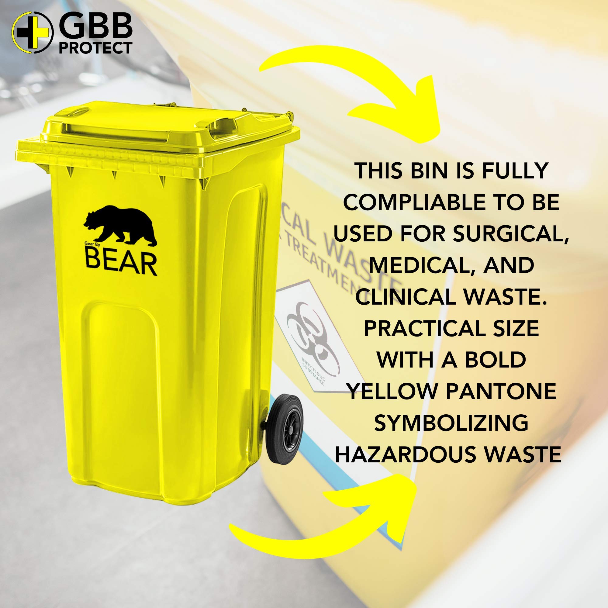 UK Manufactured 240L Wheelie Bin Wheeled Bin for Hazardous, Medical