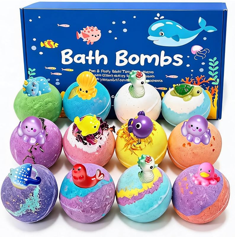 Conjunto com 12 bombas de banho YLXYZUAD com manteiga de karité, 60 g cada, com surpresa interna