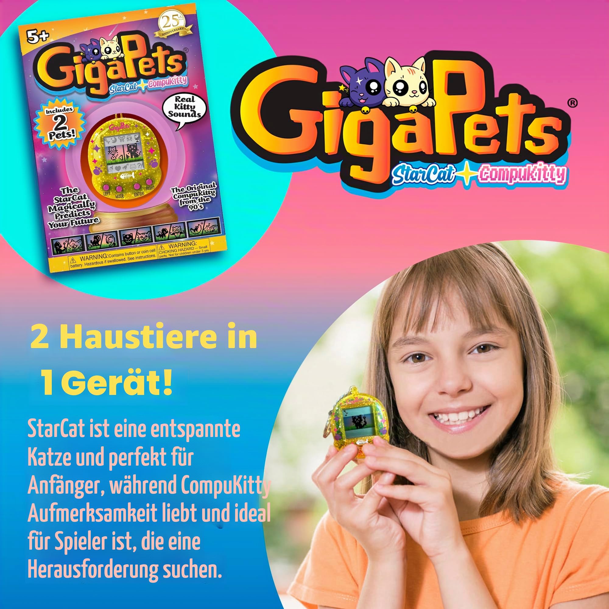 Top Secret Toys Giga Pet Virtual Ab 5 Jahren, 90er Jahre Throwback, 2-in-1 Starcat Compukitty, 25th Anniversary Edition, Verbesserte Sammleredition, Lernen, Sich Um Ein, Für Kinder