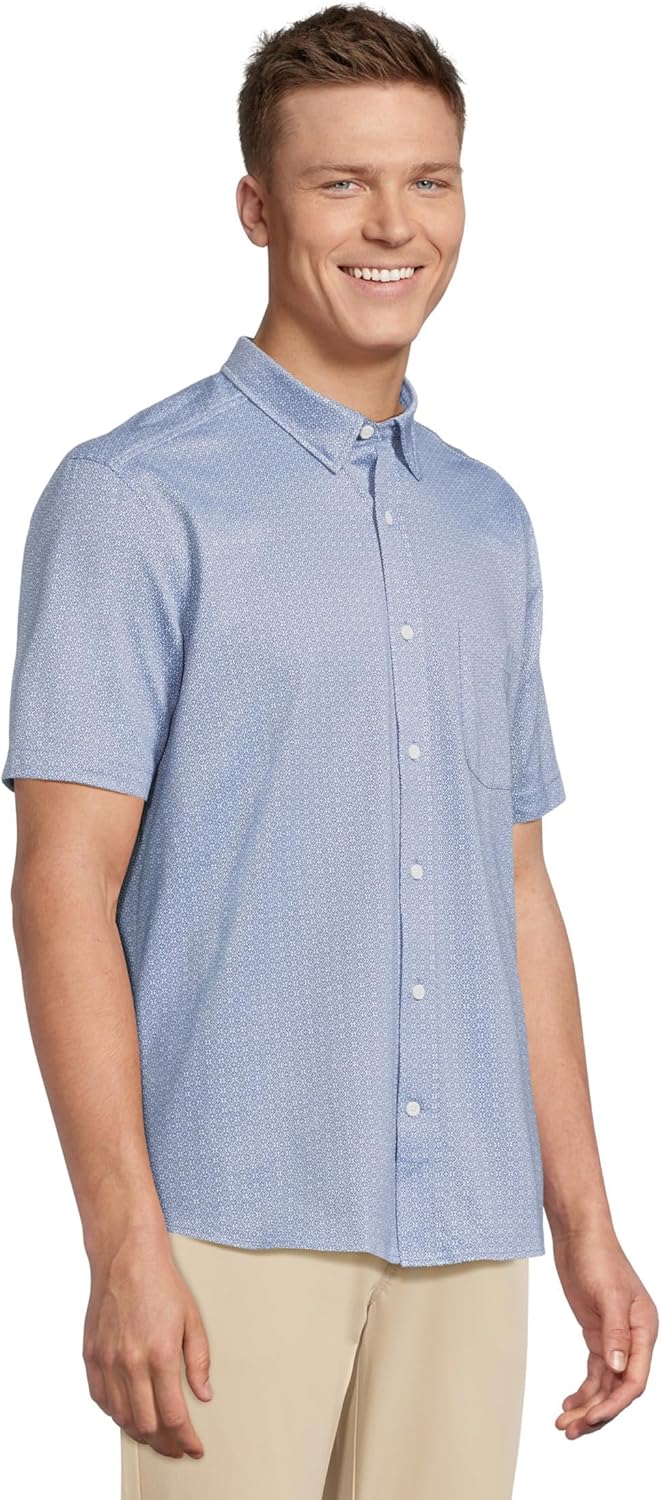 Johnston & Murphy Men's Short Sleeve Xc Flex Birdseye Geo Print Button Front Shirt - Image 2