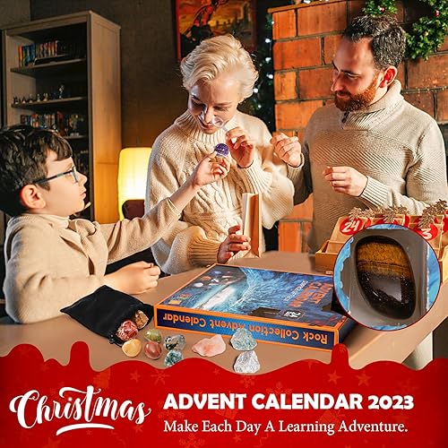 Miniatura 5 de Calendario de Adviento 2023, calendario de Adviento para niños con cristales, rocas y minerales, calendario de cuenta regresiva de Navidad de 24