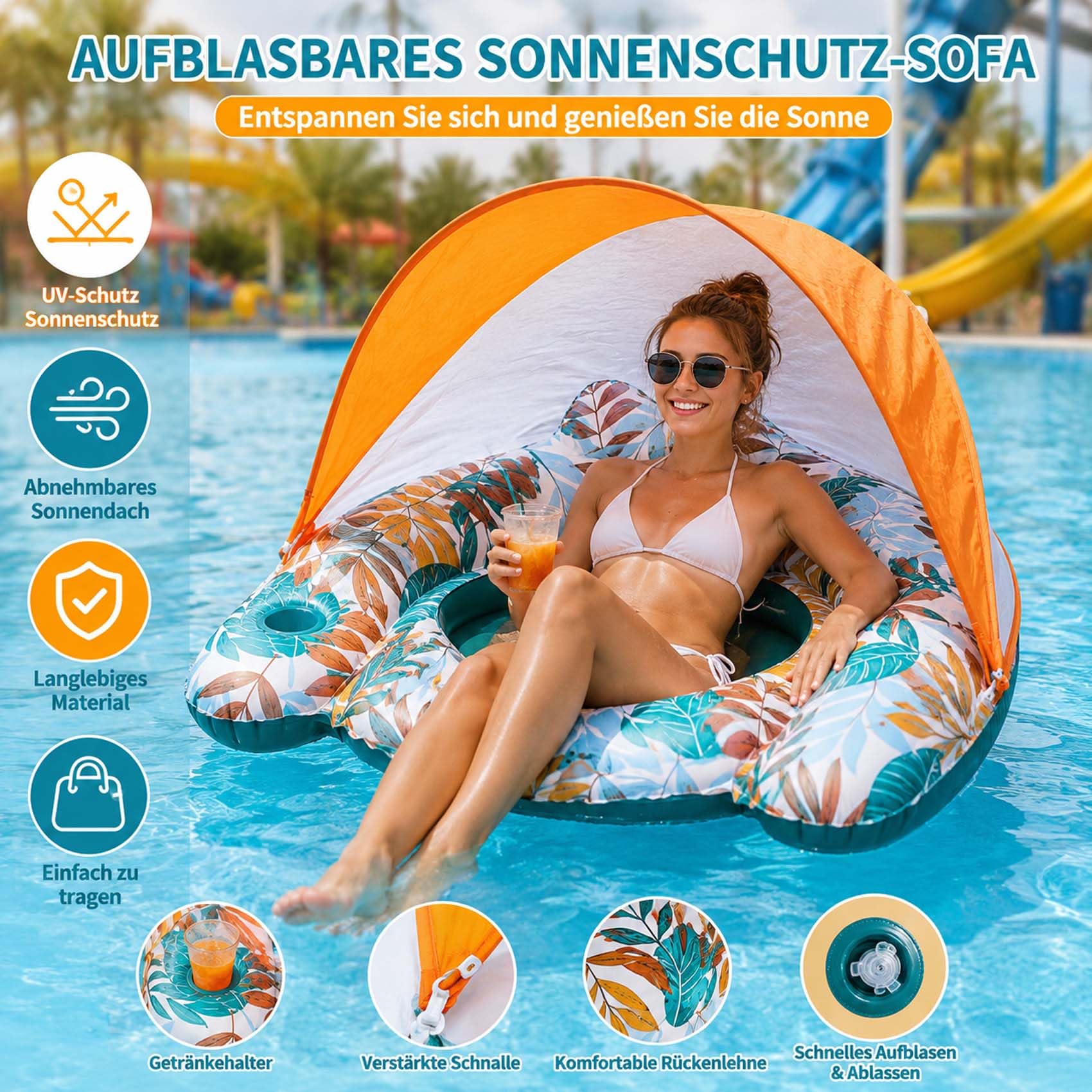 Inflatable Water Pool Air Mattress for Adults - Schwimmsessel füR Pool Erwachsene & Pool Sitz HäNgematte, Poolsitze Erwachsene füR Sommerpartys, Strand & See, Faltbar