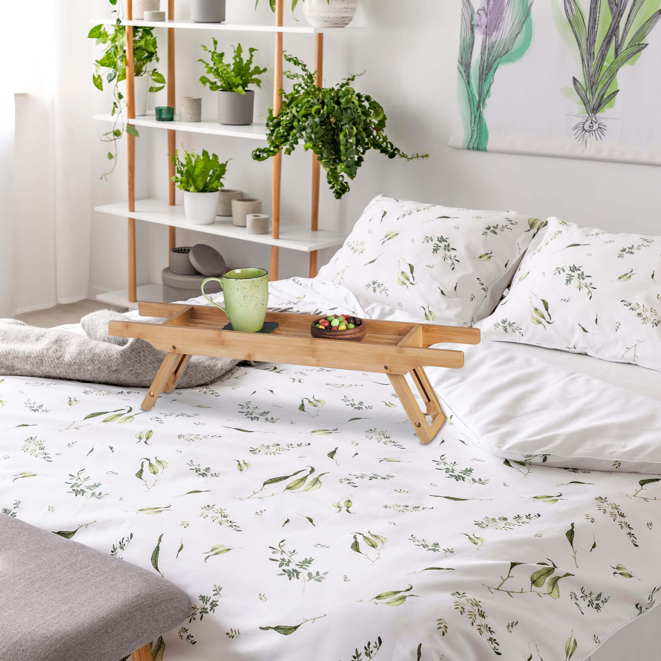Relaxdays Bambusowa półka na wannę, szerokość 69 cm, rozkładane nóżki, deska do wanny z półką na mydło, półka na wannę, naturalna