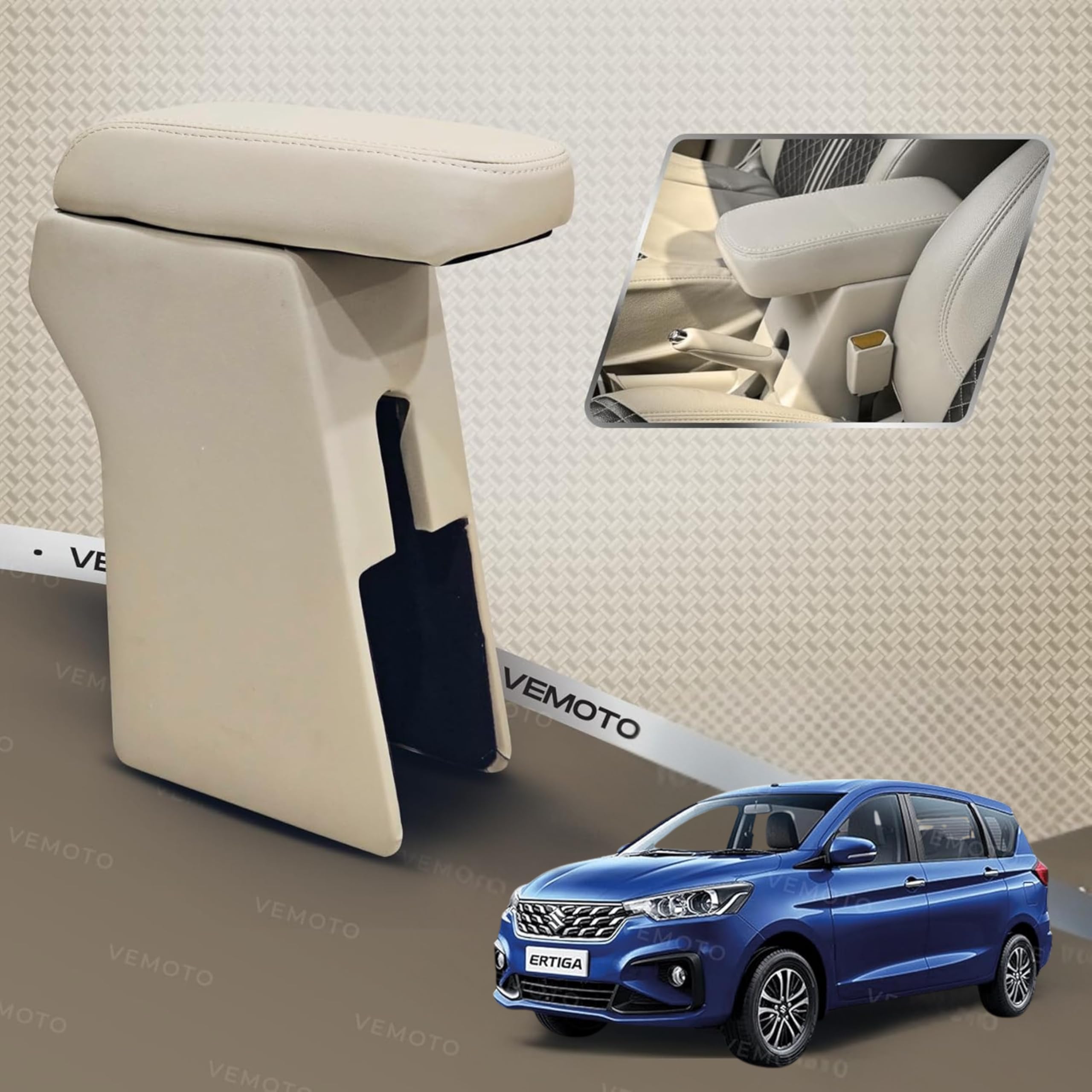 VEMOTO™ 2.0 High-End Car Center Armrest with Storage Compartment and Ultimate Comfort for New Maruti Ertiga (2018+ Models) (Beige)-image-22