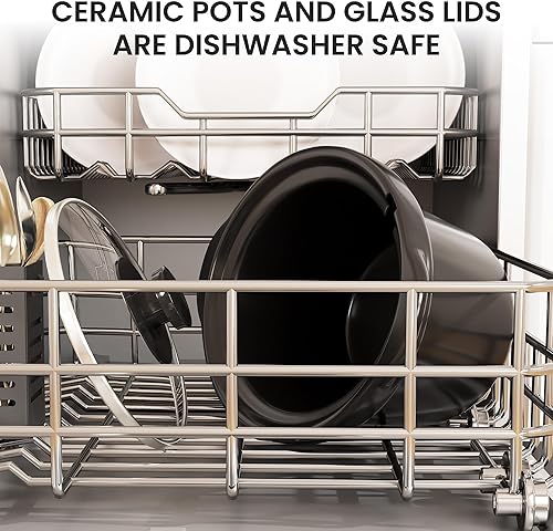 Miniatura 8 de Sunvivi Triple olla de cocción lenta para bufé y calentador, 3 ollas, pequeña olla de cocción lenta manual con reposos de tapa de acero inoxidable