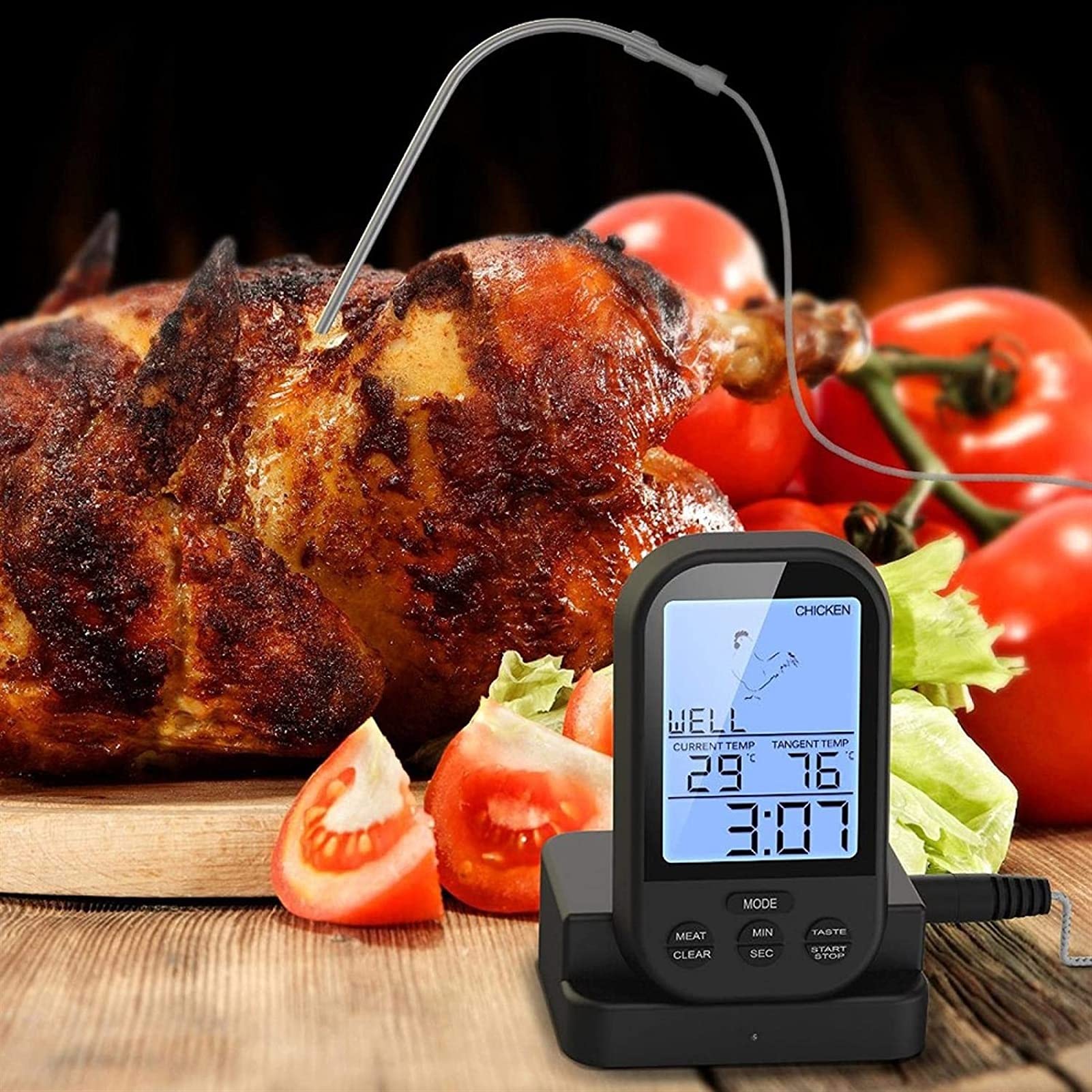 Termometro for Carne, termometro for Carne Wireless for Grigliare con Doppia sonda Termometro Digitale for la Cottura degli Alimenti for Fumatore BBQ Grill Termometro