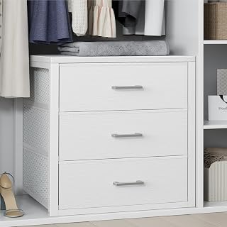 BOLUO White 3-Drawer Fabric Dresser - Closet Organizer Storage for Bedroom Dorm, Lightweight Modern Unit
