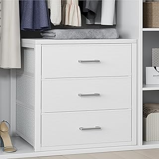 BOLUO Closet Drawers White 3 Drawer Dresser for Closet Organizers and Storage Bedroom Dorm