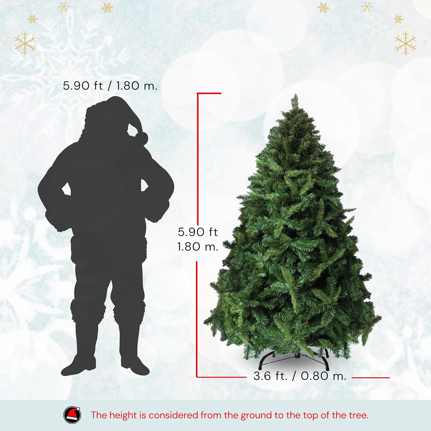 EL SANTA Artificial Christmas Tree Classic, 5.90 ft Tall, Green Color, Traditional-Type Branches, Easy to Assemble, Natural Appearance with 762 Branch Tips (5.90 ft)