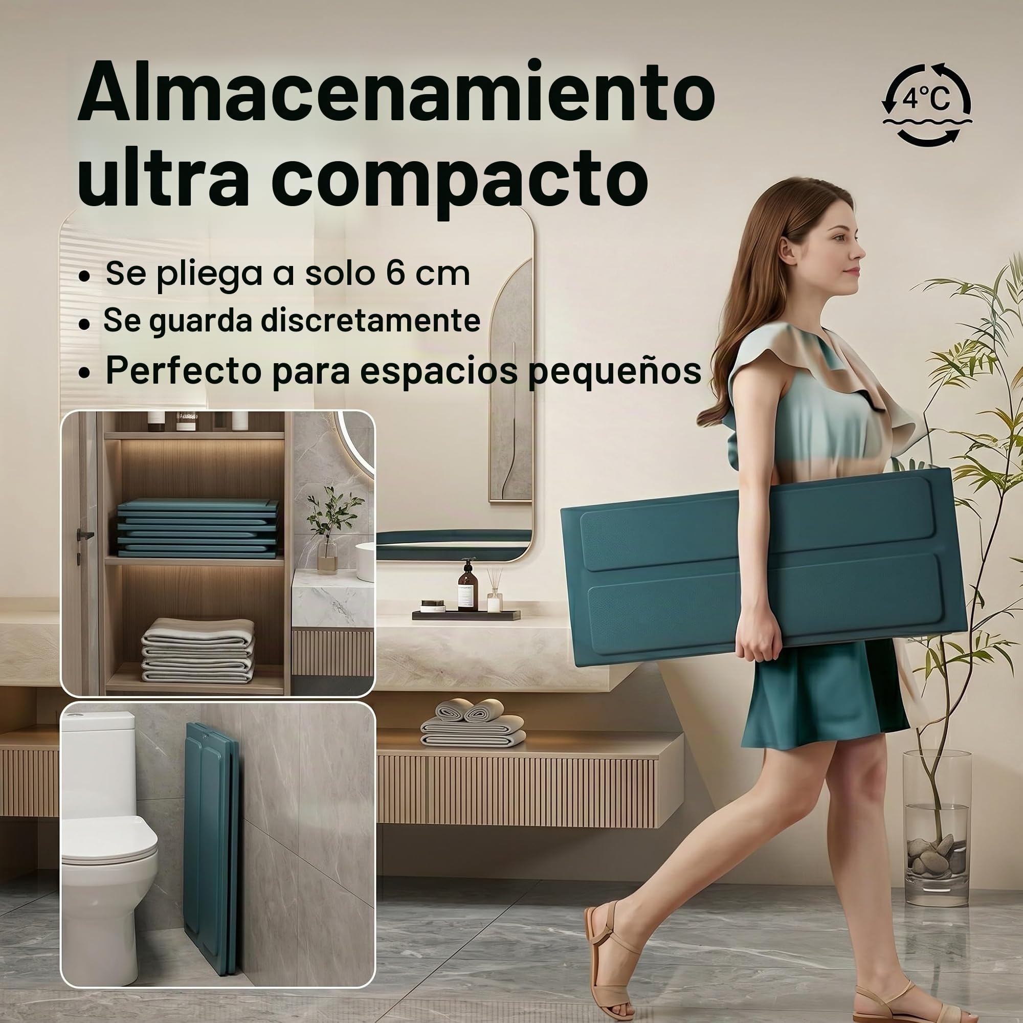 Bañera plegable portátil que ahorra espacio, bañera de pie para cabina de ducha, mantenimiento eficiente de la temperatura, ideal para baño caliente, baño de hielo (80 x 65 cm)