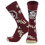 TCK Florida State Seminoles Socks Sock Mayhem Crew (Garnet/Gold, Large) - Florida State Seminoles Garnet/Gold,Large