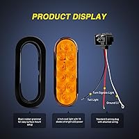 Vista 4 de Nilight - TL-08 - Luces traseras LED ovaladas de 6 pulgadas, color ámbar, 2 unidades, 10 LED con ojales de montaje empotrado, enchufes IP67, señales