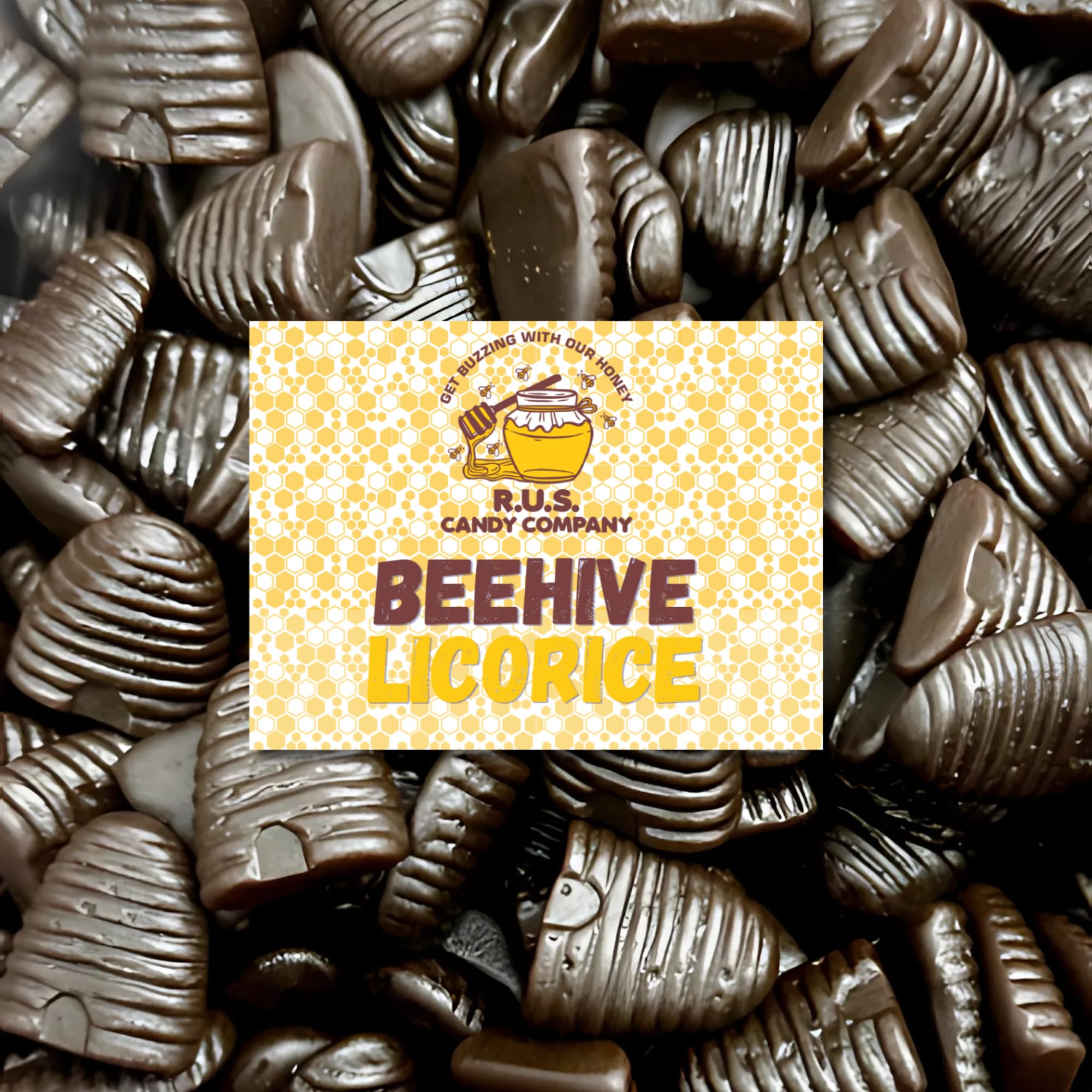 RUS Candy Company Dutch Licorice Beehive 2 Pack - 5.29 oz Each | Authentic Dutch Candy | Imported Semi-Firm Licorice (Beehive)