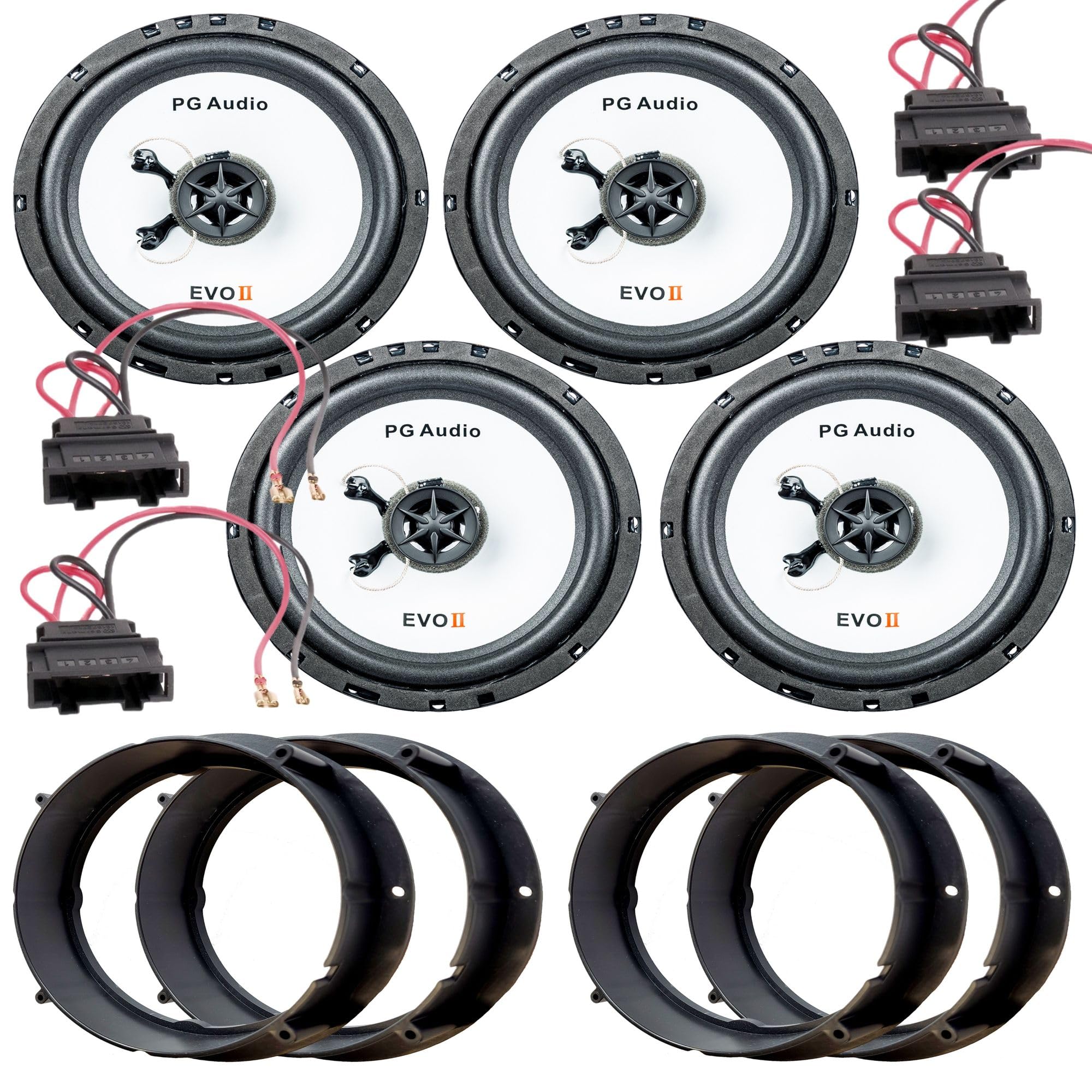 Kit complet d'enceintes compatibles avec Volkswagen GOLF 7, POLO 9N, POLO 6C & SCIROCCO | Système complet PG Audio 800 W (Plug & Play pour l'avant et l'arrière)