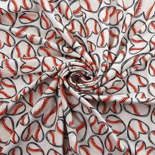Miniatura 3 de Tela DBP de corazones de béisbol, poliéster cepillado doble elástico en 4 direcciones, 12 yarda