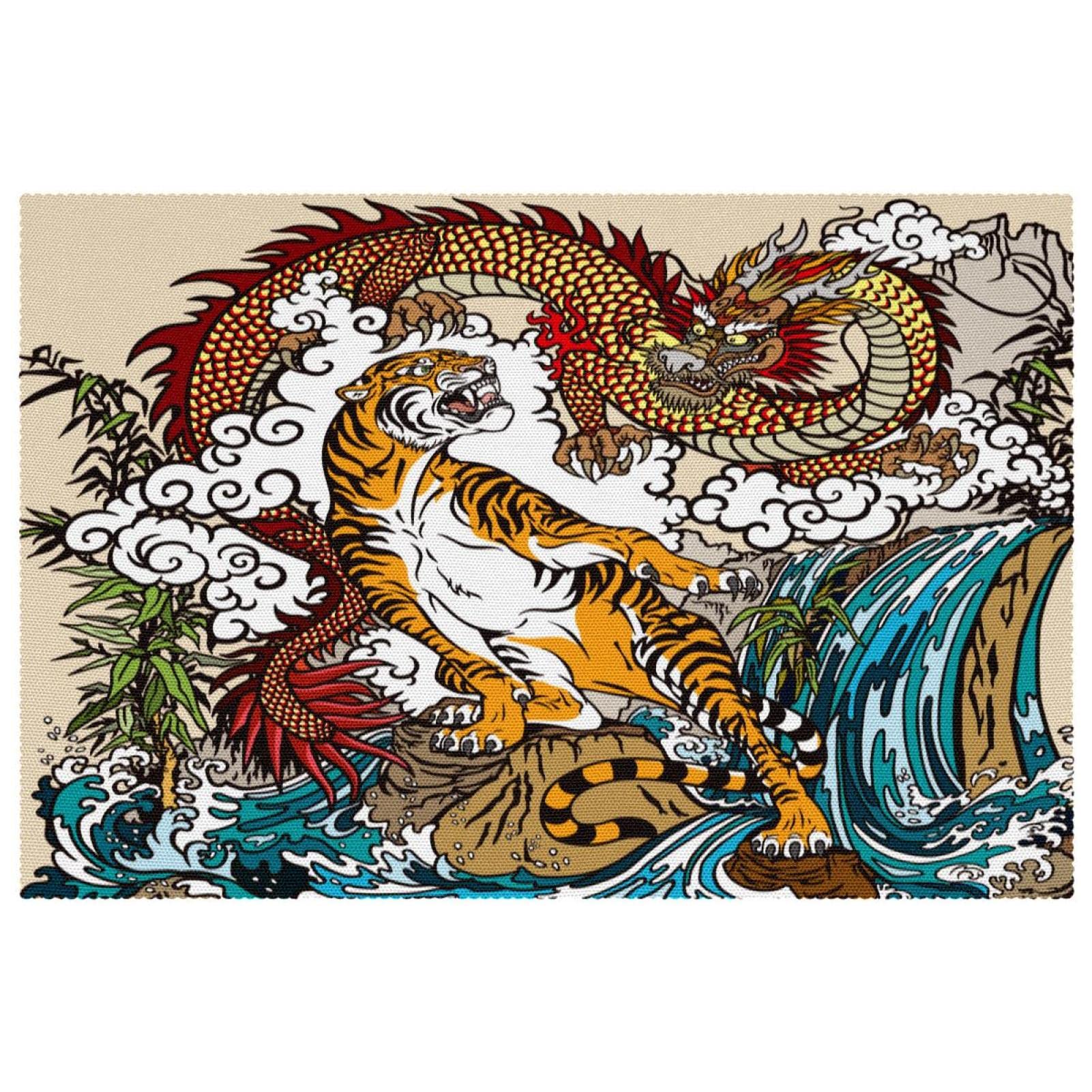 Sets de table dragon chinois haut de gamme résistants à la chaleur