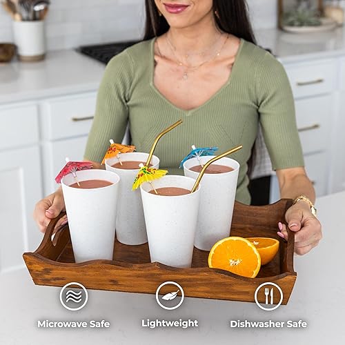 Miniatura 4 de Grow Forward Vasos de paja de trigo prémium  Vasos de plástico duro irrompibles sin BPA de 20 onzas  Vasos de plástico ligero reutilizables para