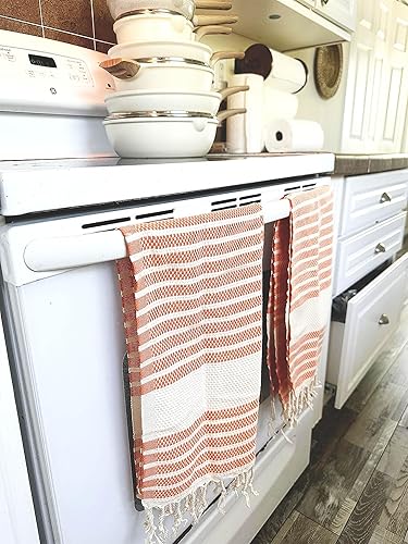 Miniatura 7 de Bazaar Anatolia Juego de 2 toallas de mano turcas de 33 x 19 pulgadas, 100 % algodón, con lazo para colgar, decoración bohemia de Acción de Gracias