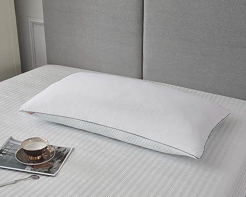 Miniatura 3 de kathy ireland Almohadas de cama de plumas de ganso blanco de 233 hilos para verano, invierno (2 unidades), tamaño King