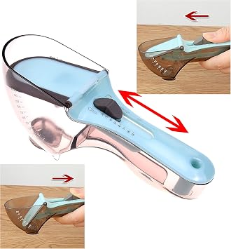Kare & Kind 2x Adjustable Measuring Cups/Spoons - Large and Small - Imperial and Metric - Oz, Ml, Cups, Tbsp, Tsp - Adjustable Space Saving Kitchen Tool for Cooking and Baking - Wet and Dry