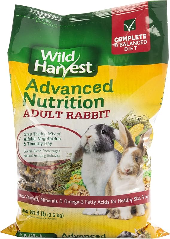Alimento para Coelhos Adultos Wild Harvest Advanced Nutrition com Alfafa, Feno Timothy e Vegetais, 3,63 kg