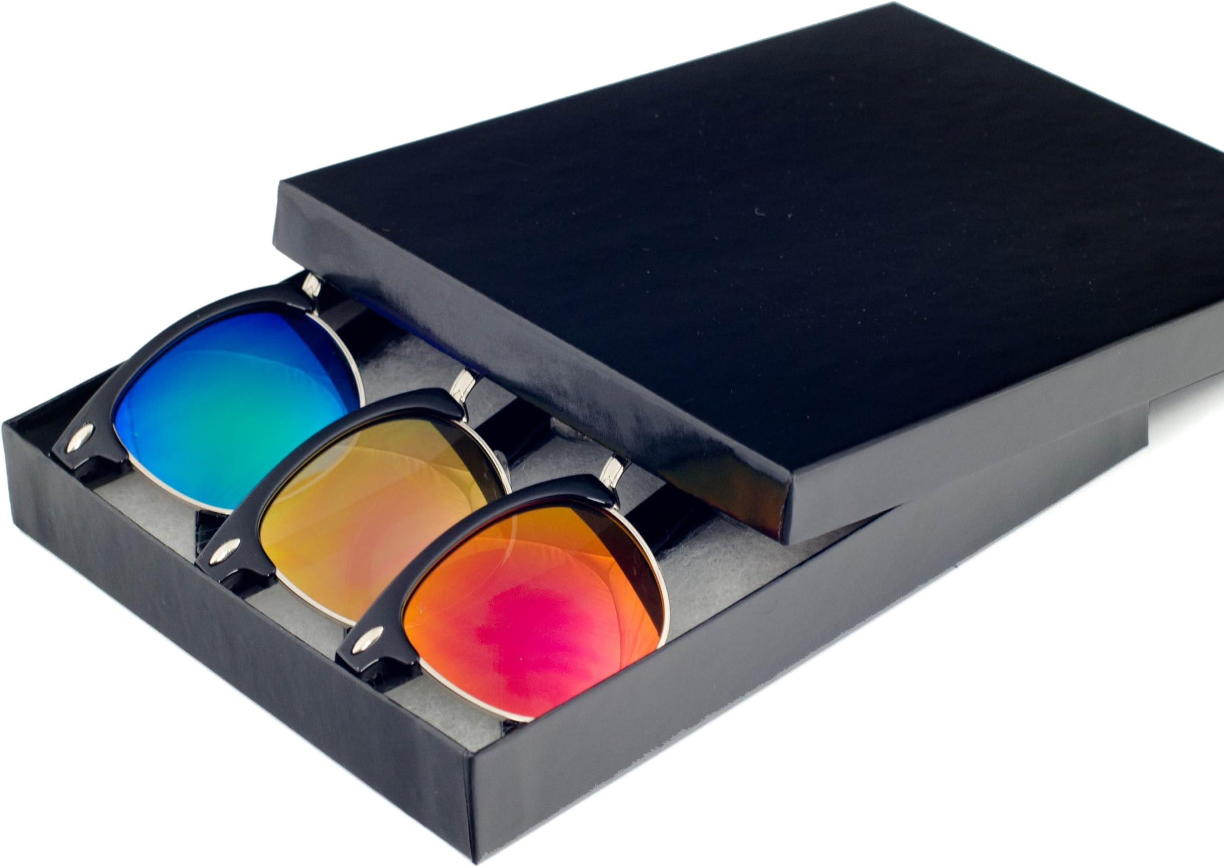 Flat Matte Reflective Revo Color Lens Large Wayfarers Style Sunglasses - UV399