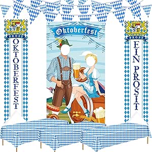 5-Pack Oktoberfest Tablecloths - Blue & White Bavarian Check Vinyl Table Covers