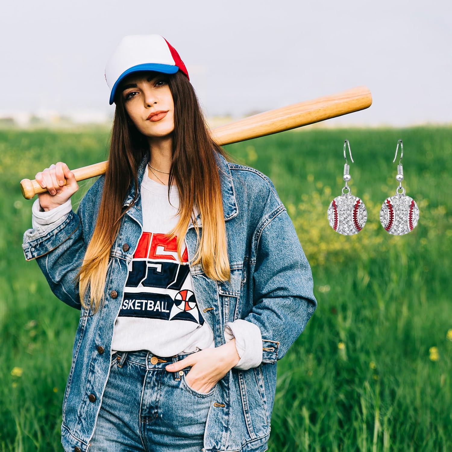 Baseball Earrings for Women Leather Softball Earrings Baseball Stud Earrings for Women Baseball Mom Earrings Baseball Jewelry for Sport Ball Fans Player Accessories - Image 3