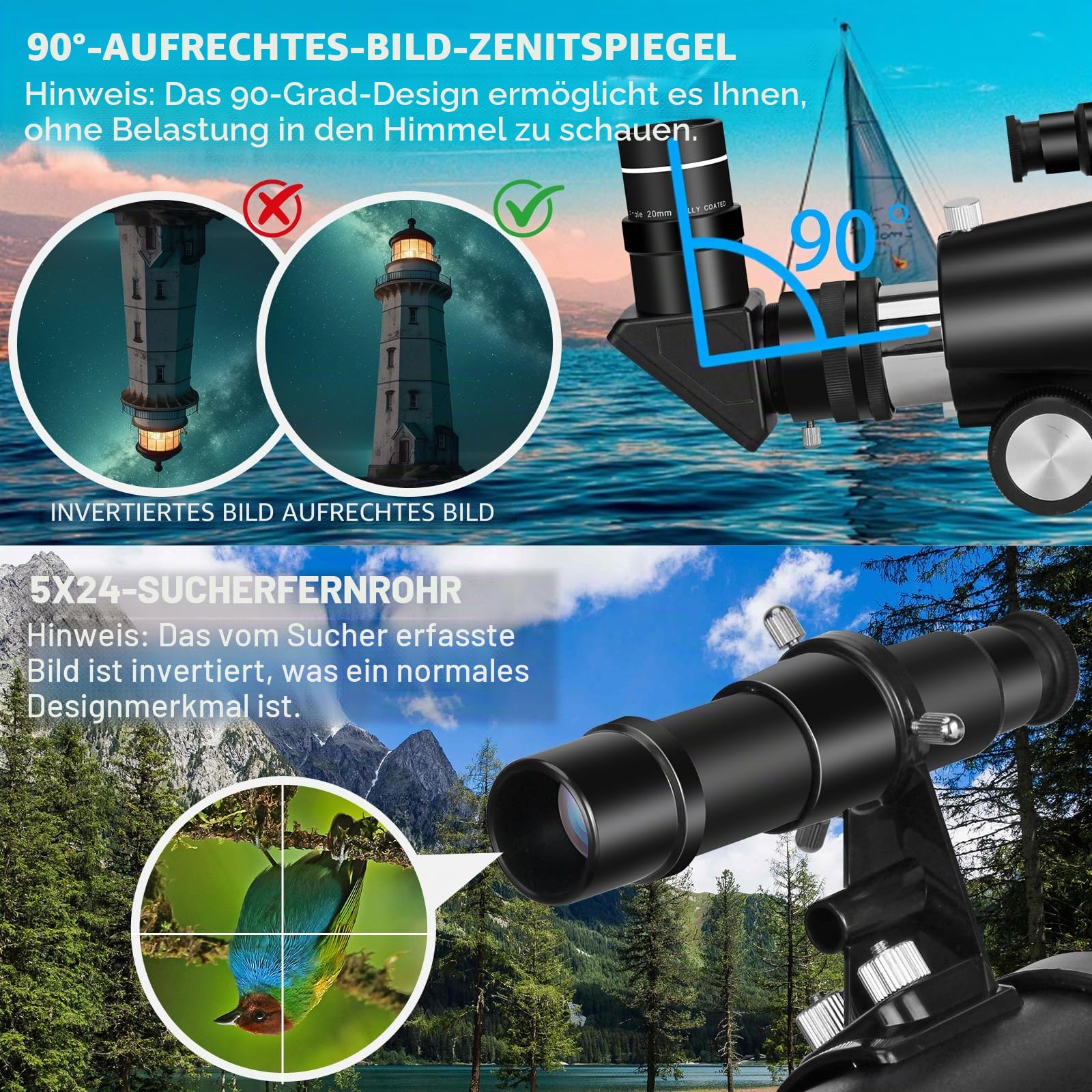 Teleskop für Erwachsene, Professionelle Hochleistungs 90mm Blende 800mm Refraktor Teleskope für Astronomie Anfänger mit AZ Mount Stativ & Telefon Adapter