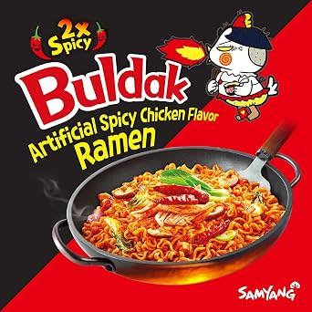 Samyang 2X Buldak (Korean) Hot Spicy Chicken Stir Fried Ramen 4.94 oz (Pack of 5)